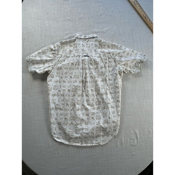 No Hype Button Up Short Sleeve 80s Theme Shirt‎ Men’s XL - FAINT STAINS - Picture 2 of 9